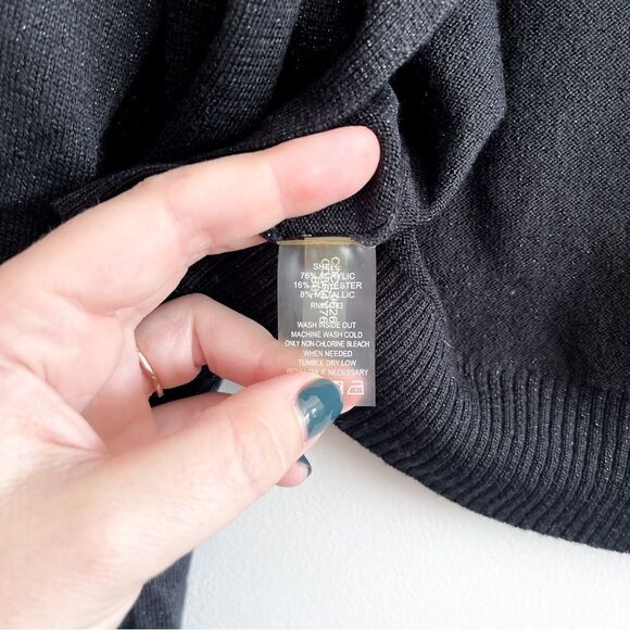 Calvin Klein Sparkle Knit Cropped Open Cardigan Black Lightweight Women's L - Picture 5 of 7